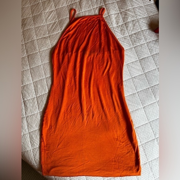 Pretty Little Thing | 90’s Neck Line‎ | Bodycon | Dreamsicle Orange | Size 8 - Picture 4 of 7